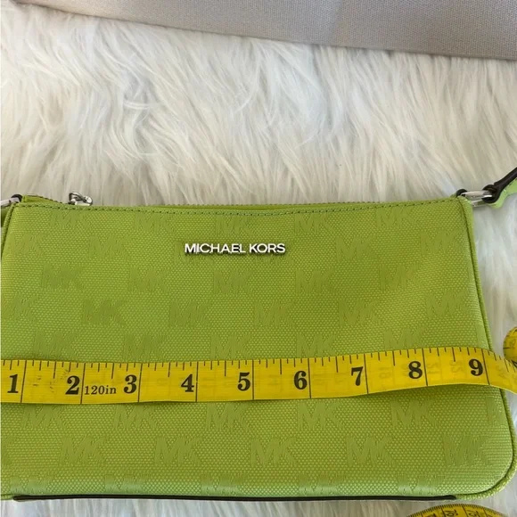 Michael Kors Lime Green Crossbody Bag Trio Jet Set Travel - Picture 13 of 16